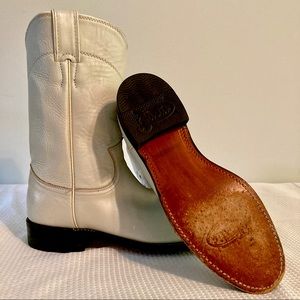 White Pearl 100% Leather Ladies Justin Boots